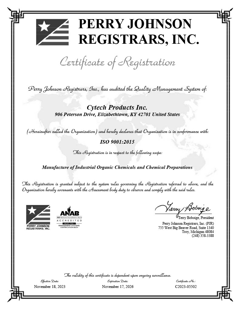 Cytech Products Inc Certificate of Registration